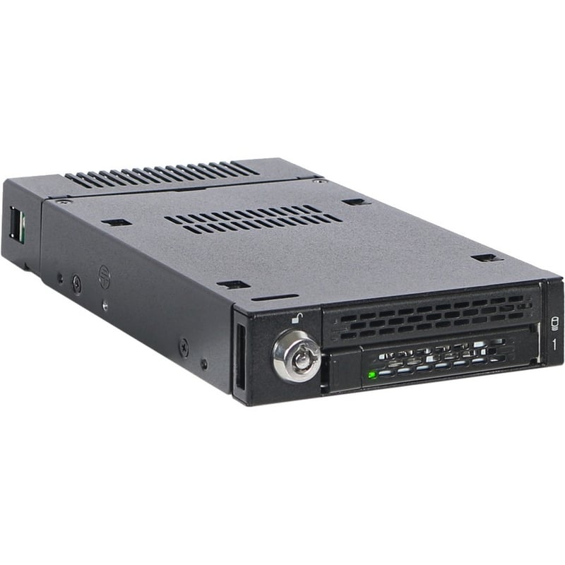 Icy Dock MB833M2K-B Drive Enclosure for 3.5" M.2, PCI Express NVMe - Mini-SAS HD Host Interface Internal - Black - Thumbnail 1