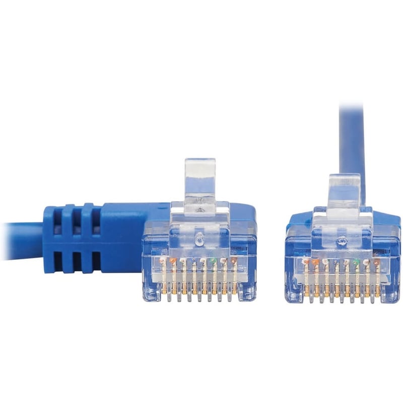Eaton Tripp Lite Series Left-Angle Cat6 Gigabit Molded Slim UTP Ethernet Cable (RJ45 Left-Angle M to RJ45 M), Blue, 10 ft. (3.05 m) - Thumbnail 3