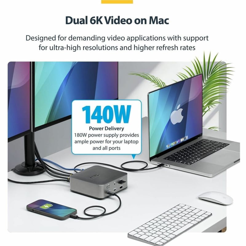 THUNDERBOLT 5 DOCKING STATION - TRIPLE MONITOR 140W LAPTOP CHARGE - Thumbnail 3