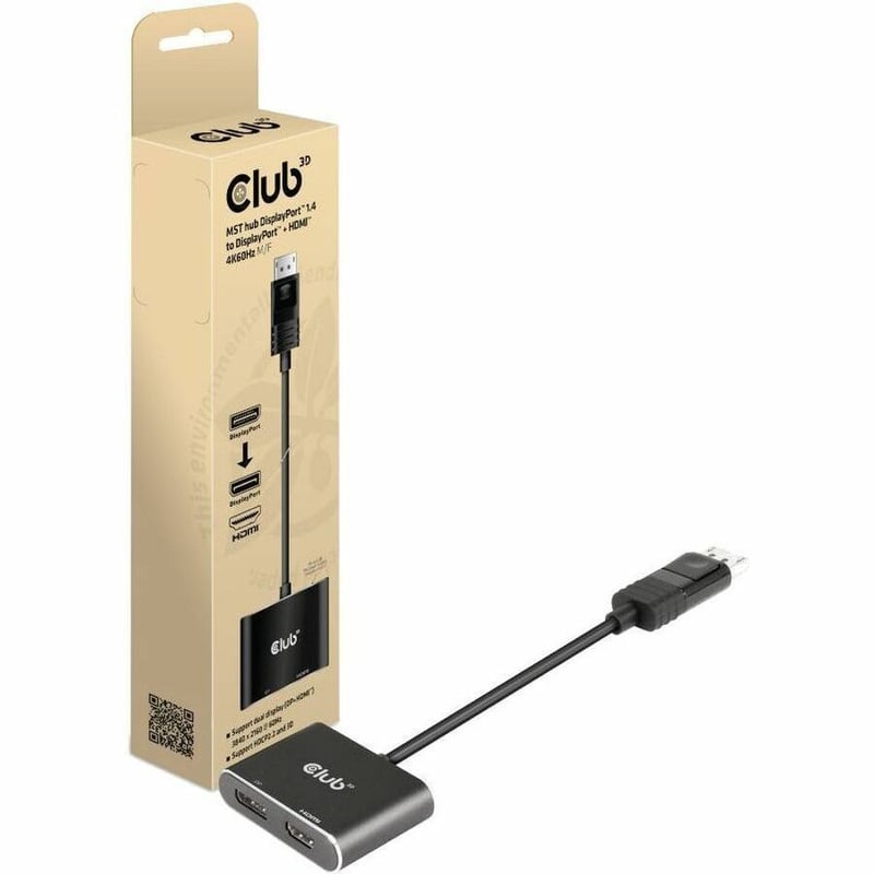 Club 3D MST Hub DisplayPort 1.4 to DisplayPort + HDMI 4K60Hz M/F - Thumbnail 4