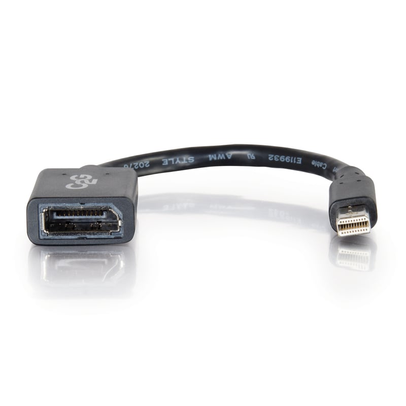 C2G 6in Mini DisplayPort to DisplayPort Adapter - Mini DP to DP Adapter - 4K 30Hz - Black - M/F - Thumbnail 3