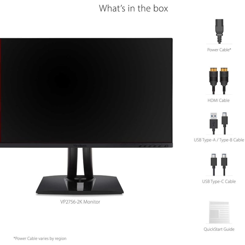 ViewSonic VP2756-2K 27 Inch Premium IPS 1440p Ergonomic Monitor with Ultra-Thin Bezels, Color Accuracy, Pantone Validated, HDMI, DisplayPort and USB C for Professional Home and Office