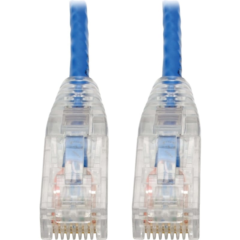 Eaton Tripp Lite Series Cat6 Gigabit Snagless Slim UTP Ethernet Cable (RJ45 M/M), PoE, Blue, 8-in. (20.32 cm) - Thumbnail 1