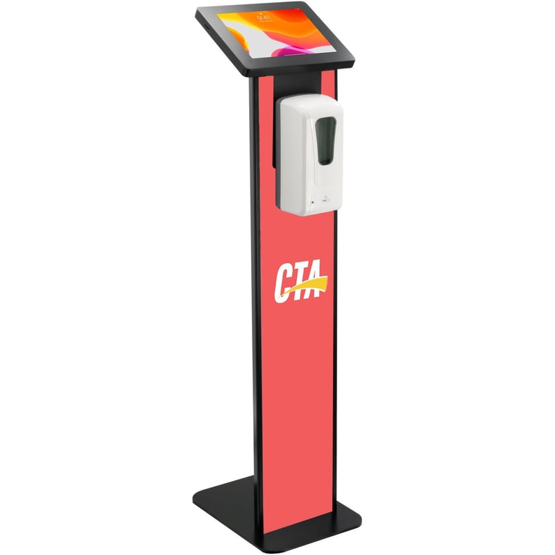 CTA Digital Premium Locking Floor Stand Kiosk with Graphic Card Slot and Automatic Soap Dispenser (Black) - Thumbnail 1