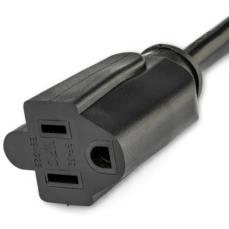 StarTech.com 1ft (0.3m) Power Extension Cord, Right Angle NEMA 5-15P to NEMA 5-15R, 13A 125V, 16AWG, Black, Outlet Extension Cable - Thumbnail 3