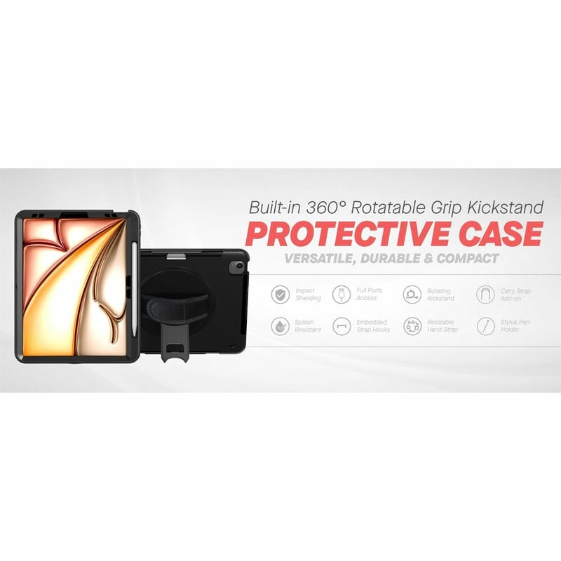 CTA Digital Rugged Carrying Case for 13" Apple iPad Air 13 (2024) Tablet - Thumbnail 3