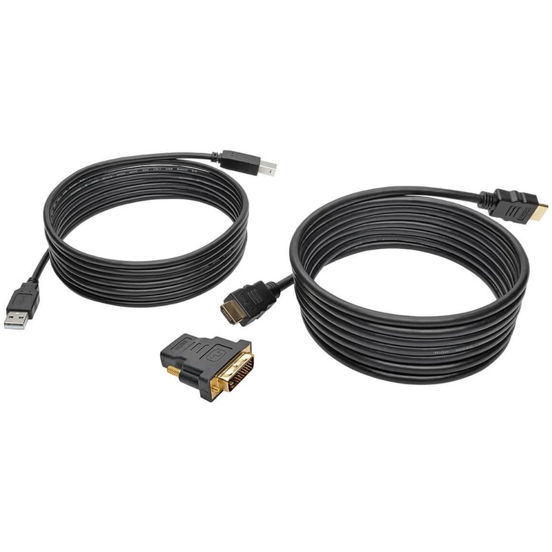 Tripp Lite by Eaton 10ft HDMI DVI USB KVM Cable Kit USB A/B Keyboard Video Mouse 10' - Thumbnail 1