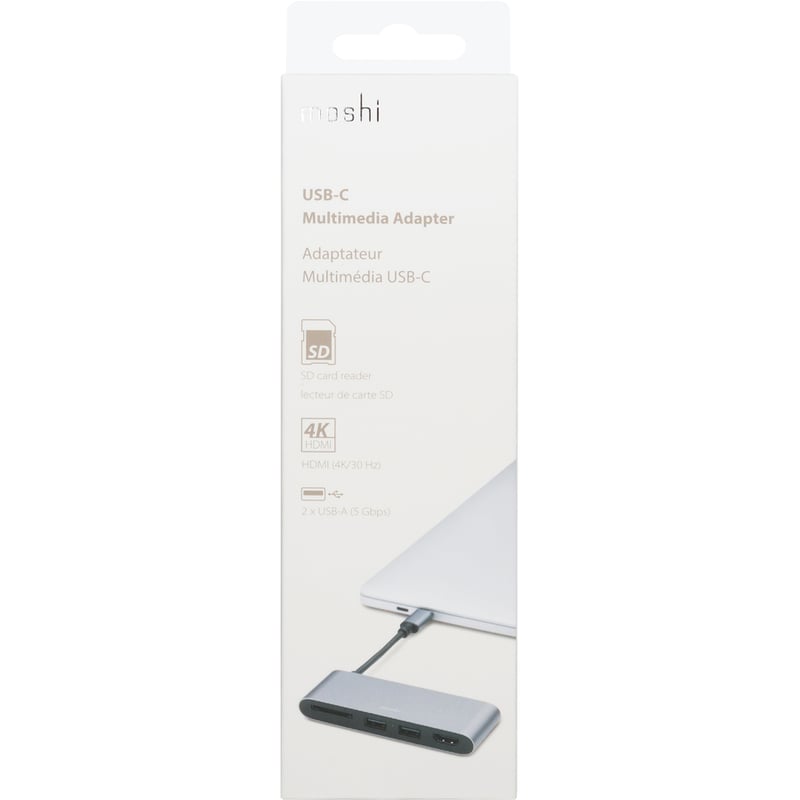 Moshi USB-C Multimedia Adapter, HDMI 4K up to 30 Hz, USB-A x2, SD Card Reader, Aluminum Casings, Works with MacBook, MacBook Air, MacBook Pro, Surface - Thumbnail 4