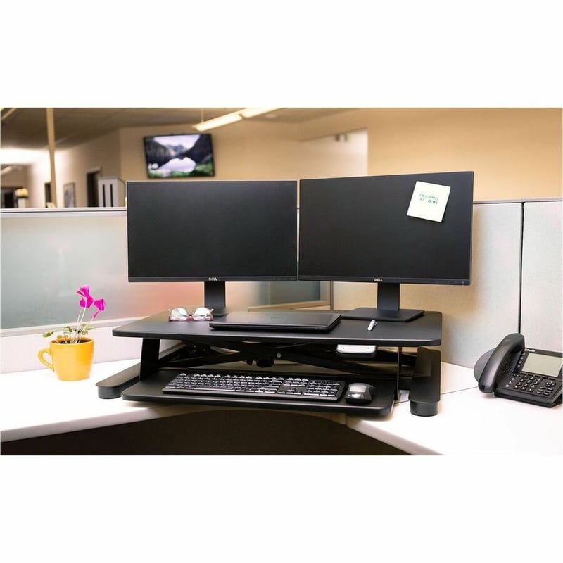 THE FREEDOM E-DESK DESKTOP CONVERTER FITS DUAL 24IN MONITORS AND SUPPORTS UP TO - Thumbnail 3