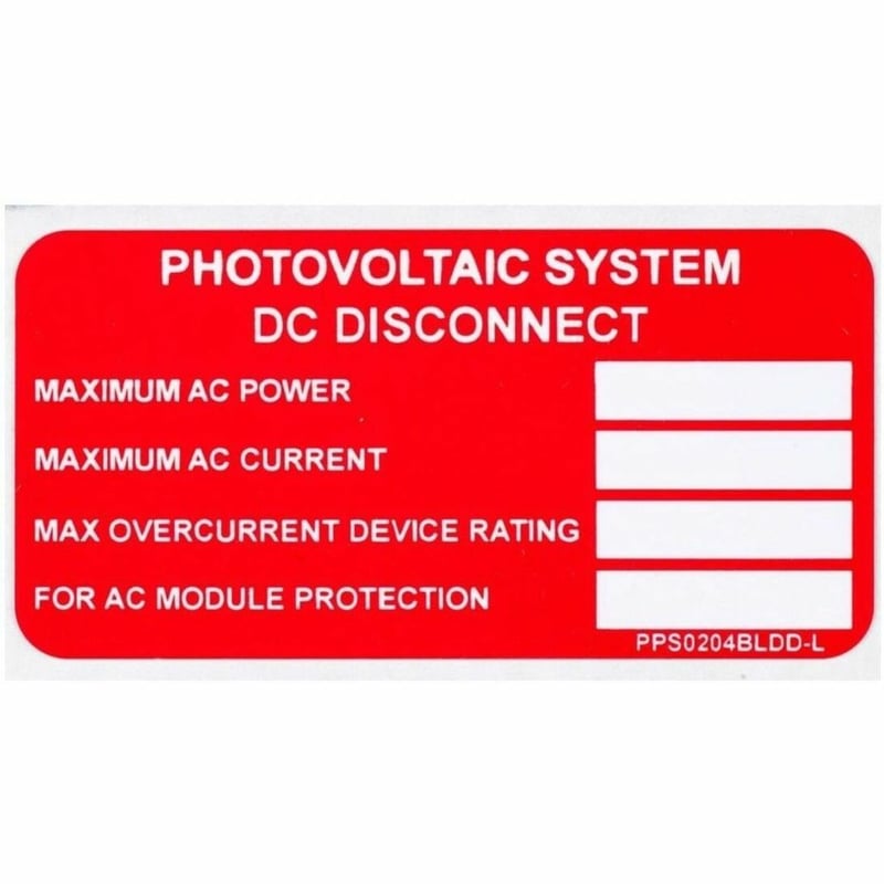 SOLAR LABEL 2X4 DC DISCONN