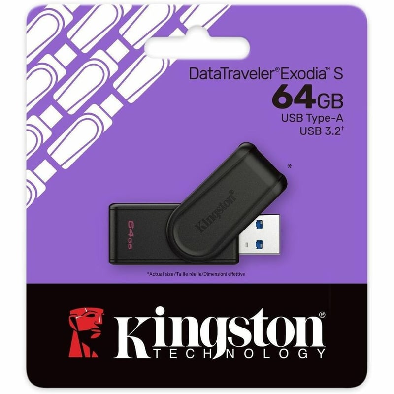 64GB PORTABLE USB 3.2 GEN 1 DATATRAVELER EXODIA S BLACK/BLACK - Thumbnail 2