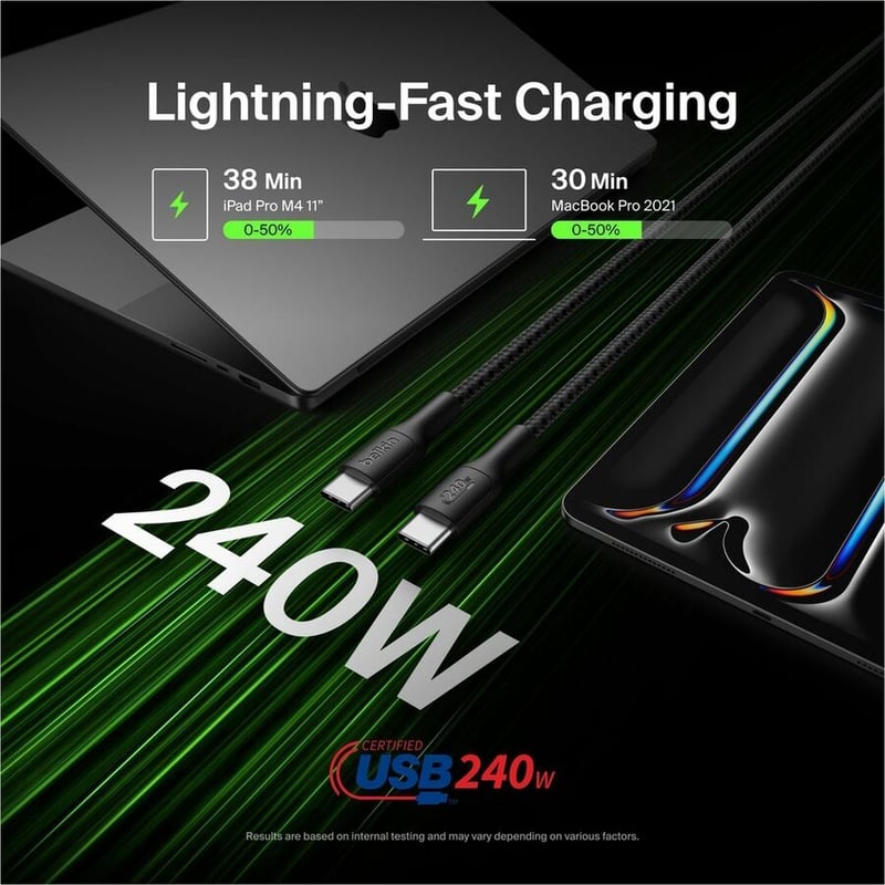 C - C CBL 240W 2.0 BRAIDED PCR 2M BLACK 15-RETAIL BOX - Thumbnail 2