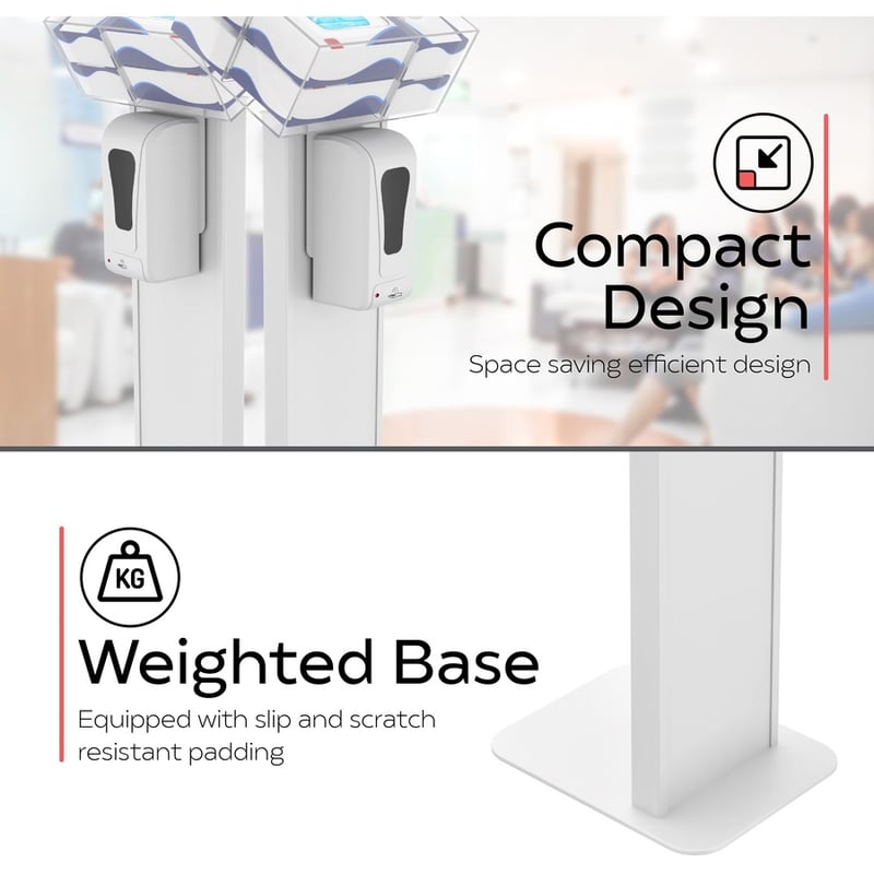 CTA Digital Premium Locking Sanitizing Station Stand with Graphic Card Slot (White) - Thumbnail 2