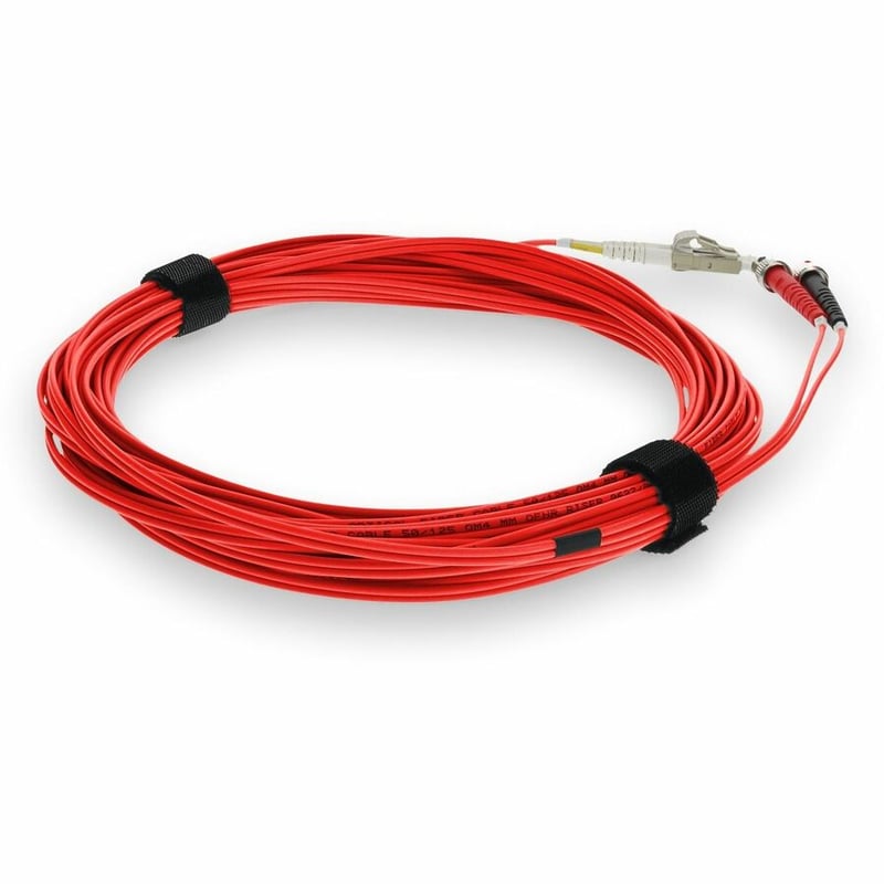 AddOn 1m ST to LC Red OM4 Duplex OFNR (Riser-Rated) TAA Fiber Patch Cable - Thumbnail 5