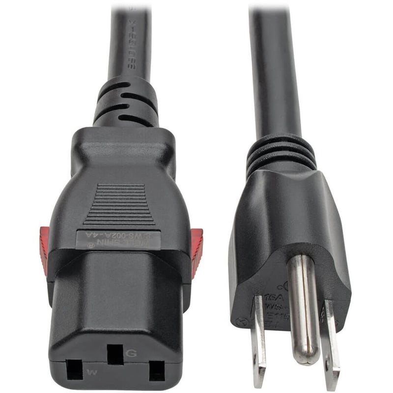 Eaton Tripp Lite Series Computer Power Cord, NEMA 5-15P to Locking C13 - Heavy-Duty, 15A, 125V, 14 AWG, 3 ft. (0.91 m), Black - Thumbnail 1