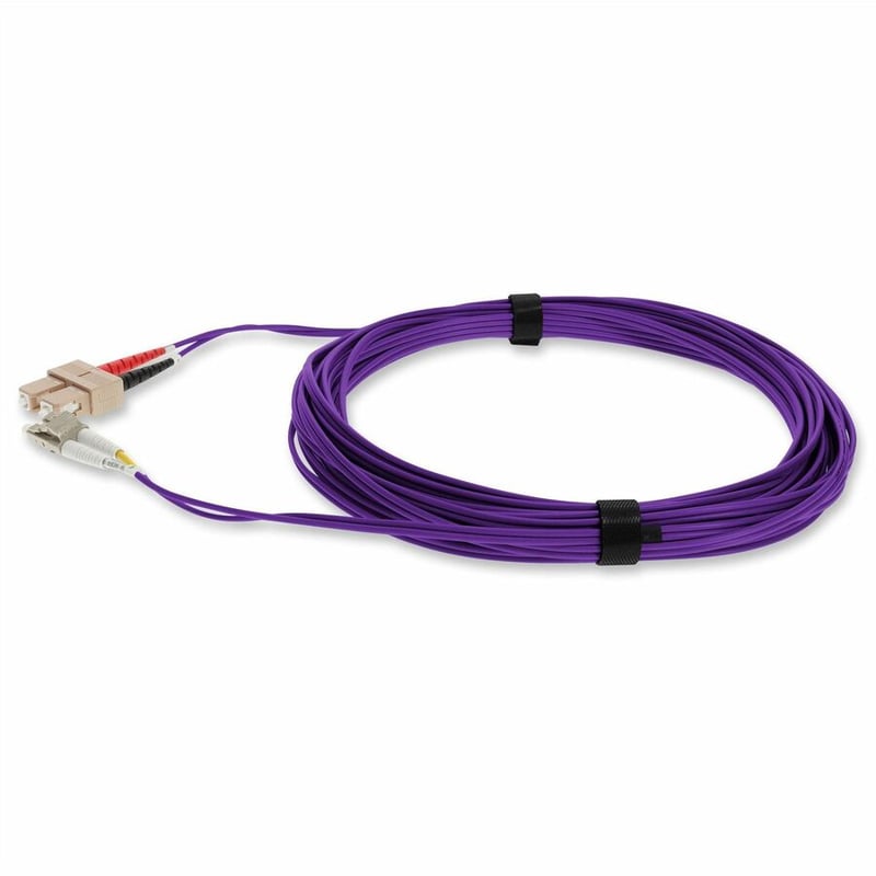 AddOn 10m SC to LC Purple OM4 Duplex OFNR (Riser-Rated) TAA Fiber Patch Cable - Thumbnail 2