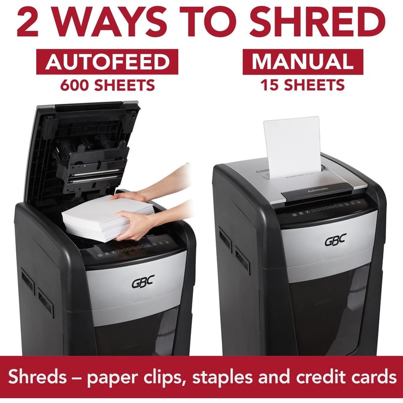GBC AutoFeed+ Office Shredder, 600X, Super Cross-Cut, 600 Sheets - Thumbnail 3