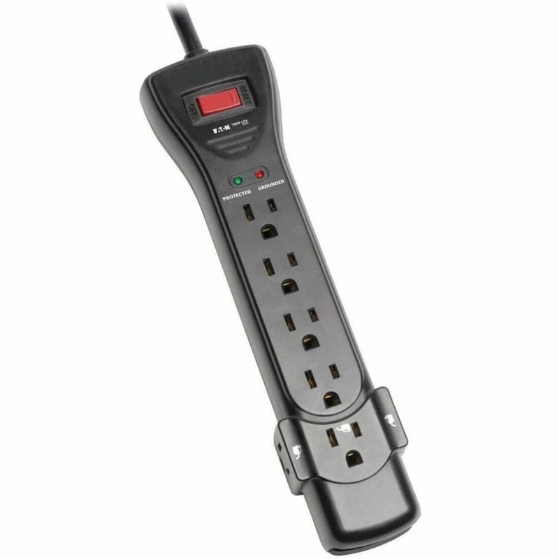 Tripp Lite by Eaton Protect It! 7-Outlet Surge Protector 7 ft. Cord with Right-Angle Plug 2160 Joules Diagnostic LEDs Black Housing - Thumbnail 1