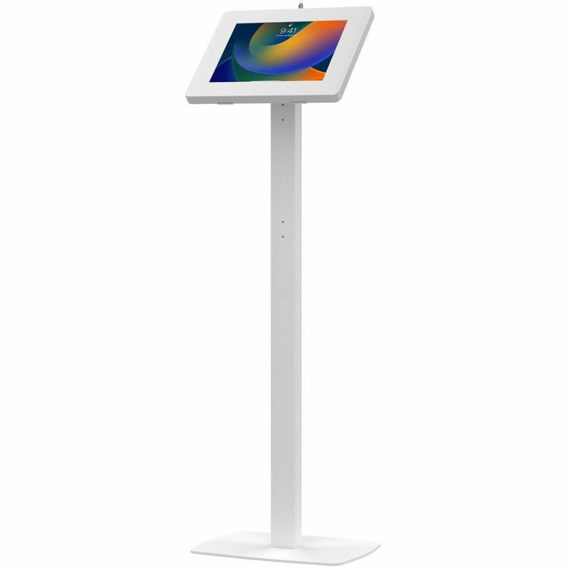CTA Digital Premium Thin Profile Floor stand with Large Universal Security Enclosure (White) - Thumbnail 1
