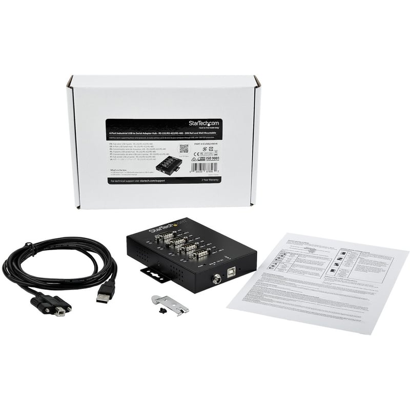 StarTech.com USB to RS232/RS485/RS422 4 Port Serial Hub Adapter - Industrial Metal USB 2.0 to DB9 Serial Converter - Din Rail Mountable - Thumbnail 5