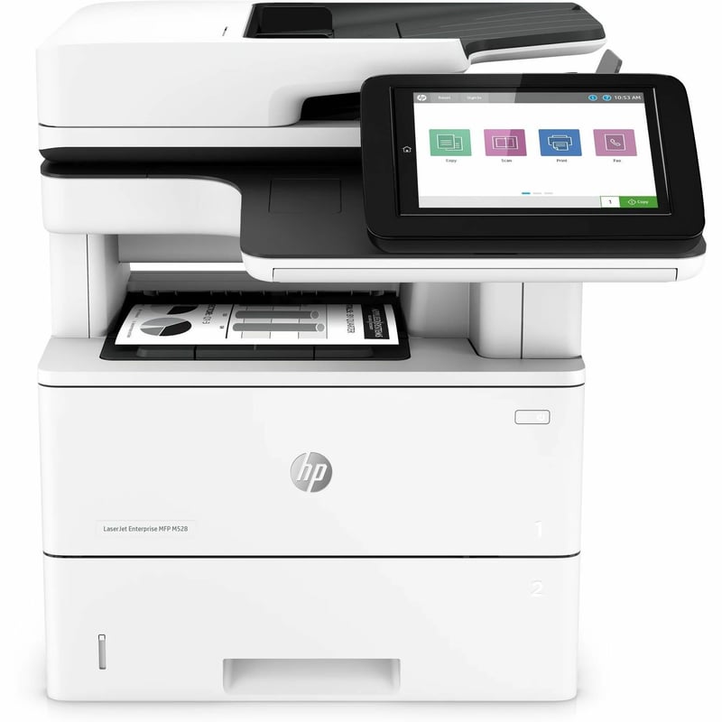 HP LaserJet M528 M528dn Laser Multifunction Printer-Monochrome-Copier/Scanner-43 ppm Mono Print-1200x1200 Print-Automatic Duplex Print-150000 Pages Monthly-650 sheets Input-Color Scanner-600 Optical Scan-Gigabit Ethernet - Thumbnail 1