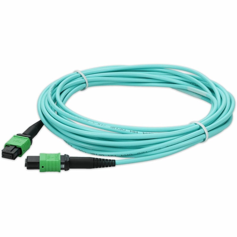 AddOn 15m MPO/APC to MPO/APC Aqua OM4 LSZH 12-Strand Fiber Patch Cable - Thumbnail 1