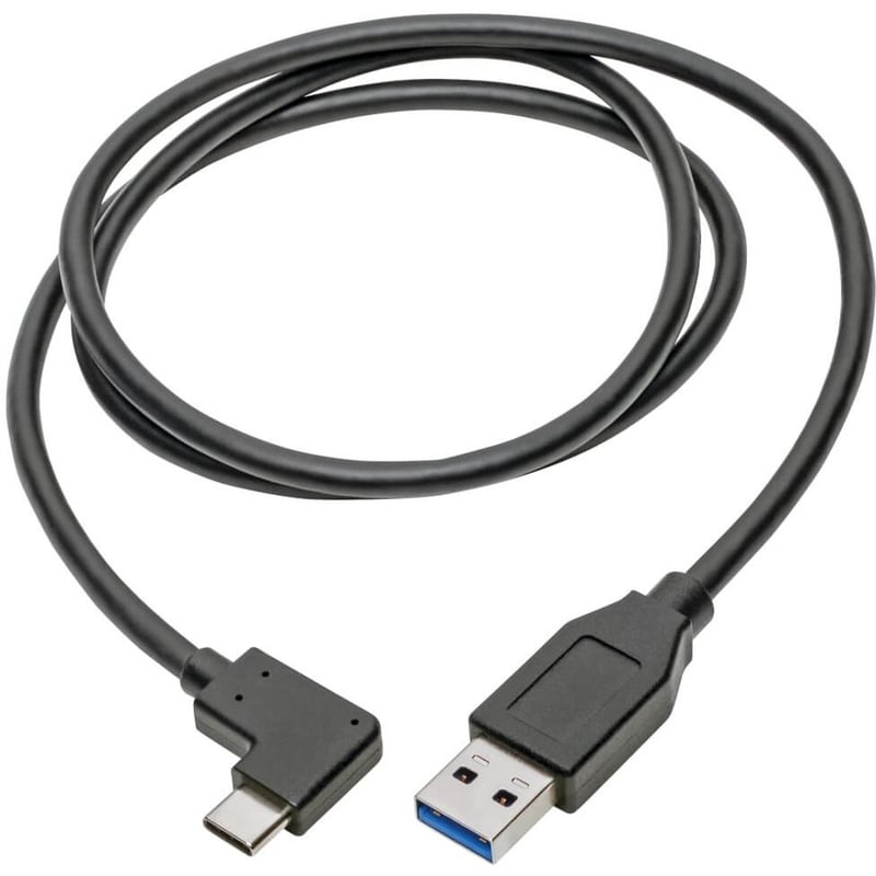 Eaton Tripp Lite Series USB-C to USB-A Cable (M/M), Right-Angle C, USB 3.2 Gen 1 (5 Gbps), Thunderbolt 3 Compatible, 3 ft. (0.91 m) - Thumbnail 2