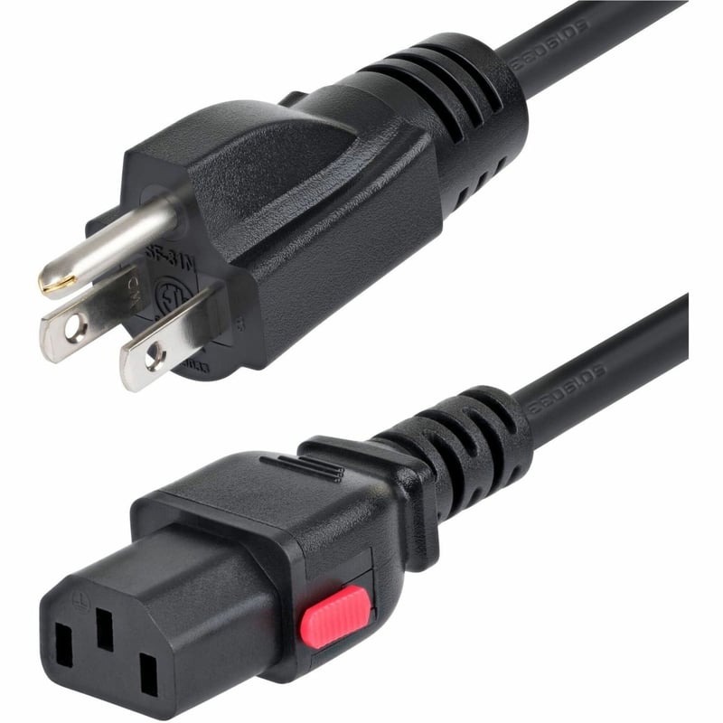 3FT COMPUTER POWER CORD TAA NEMA 5-15P TO LOCKING C13 125V 10A - Thumbnail 1
