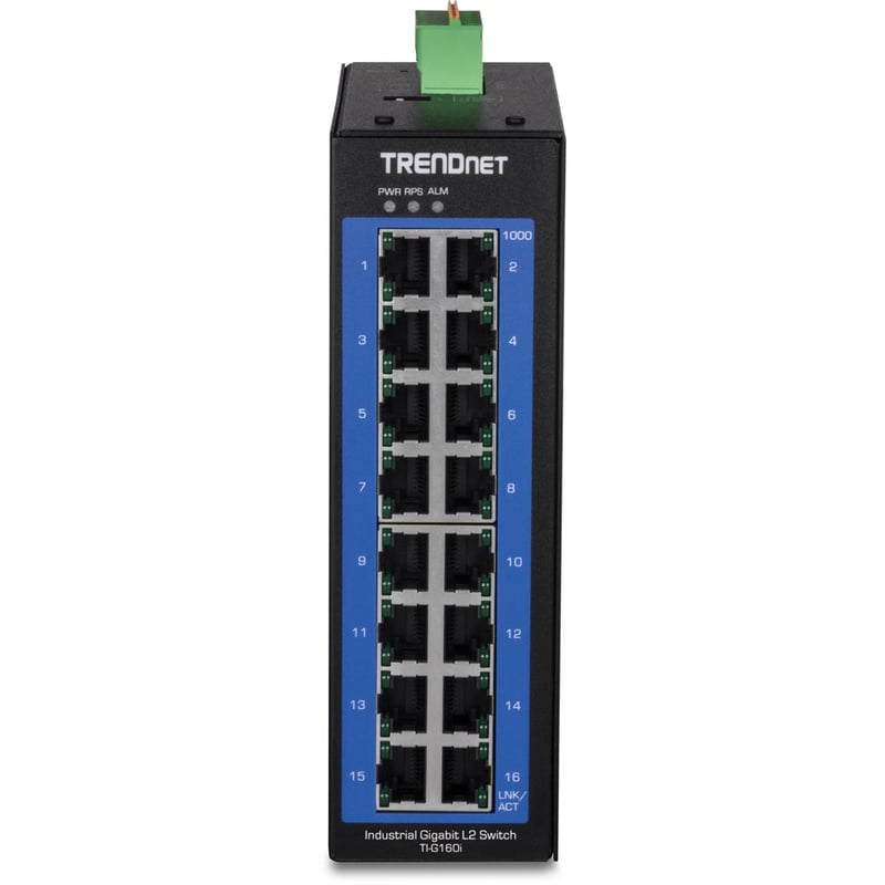 TRENDnet 16-Port Industrial Gigabit L2 Managed DIN-Rail Switch, Layer 2 Switch, 16 x Gigabit Ports, 32Gbps Switching Capacity, Extreme Temperature Gigabit Switch, Lifetime Protection, Black, TI-G160i - Thumbnail 2