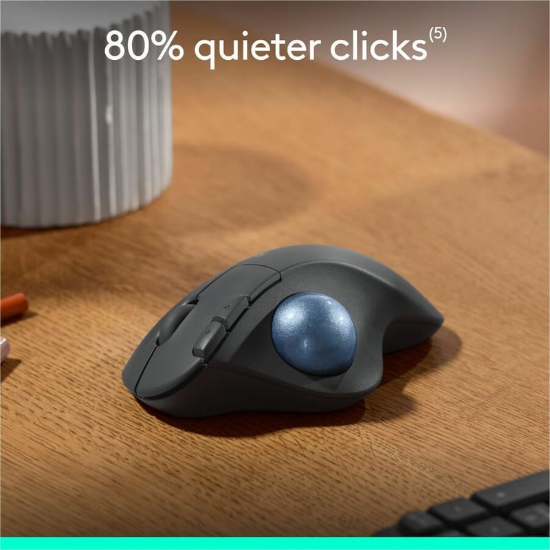 ERGO M575S WIRELESS MOUSE TRACKBALL (BLACK+BLUE BALL) - Thumbnail 5