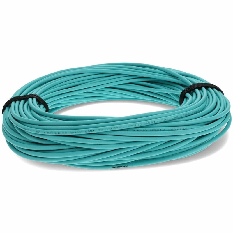 AddOn 50m MPO/UPC (Male) to MPO/UPC (Male) Aqua OM4 OFNR (Riser-Rated) 12-Strand Fiber Patch Cable - Thumbnail 4