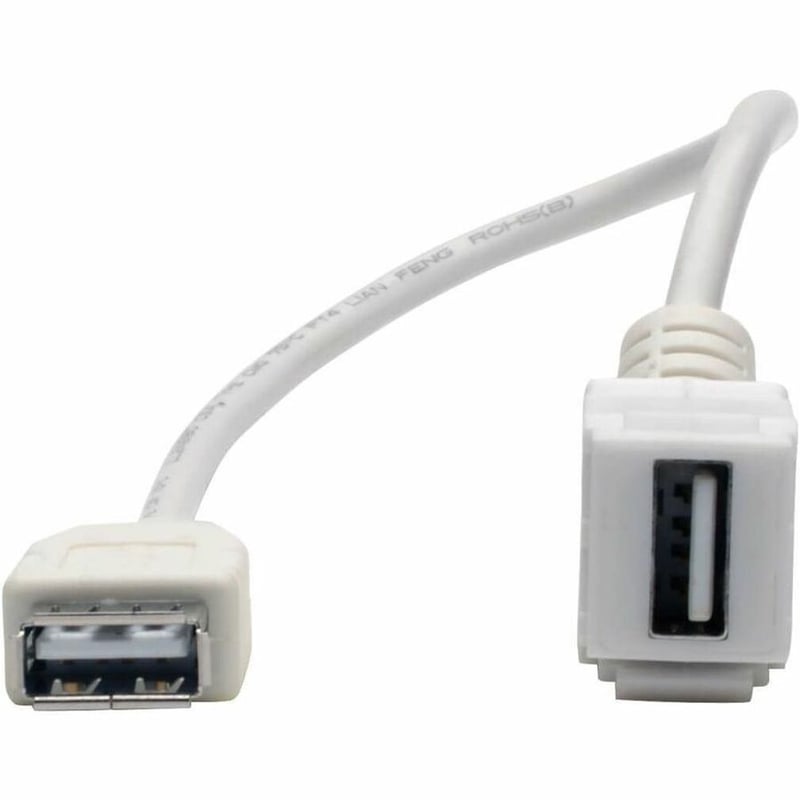 Eaton Tripp Lite Series USB 2.0 All-in-One Keystone/Panel Mount Coupler Cable (F/F), Angled Connector, White, 1 ft. (0.31 m) - Thumbnail 4