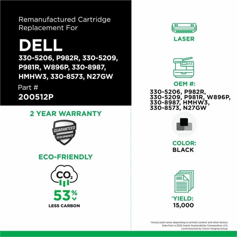 Clover Imaging Remanufactured High Yield Toner Cartridge for Dell 3330/3333 - Thumbnail 3