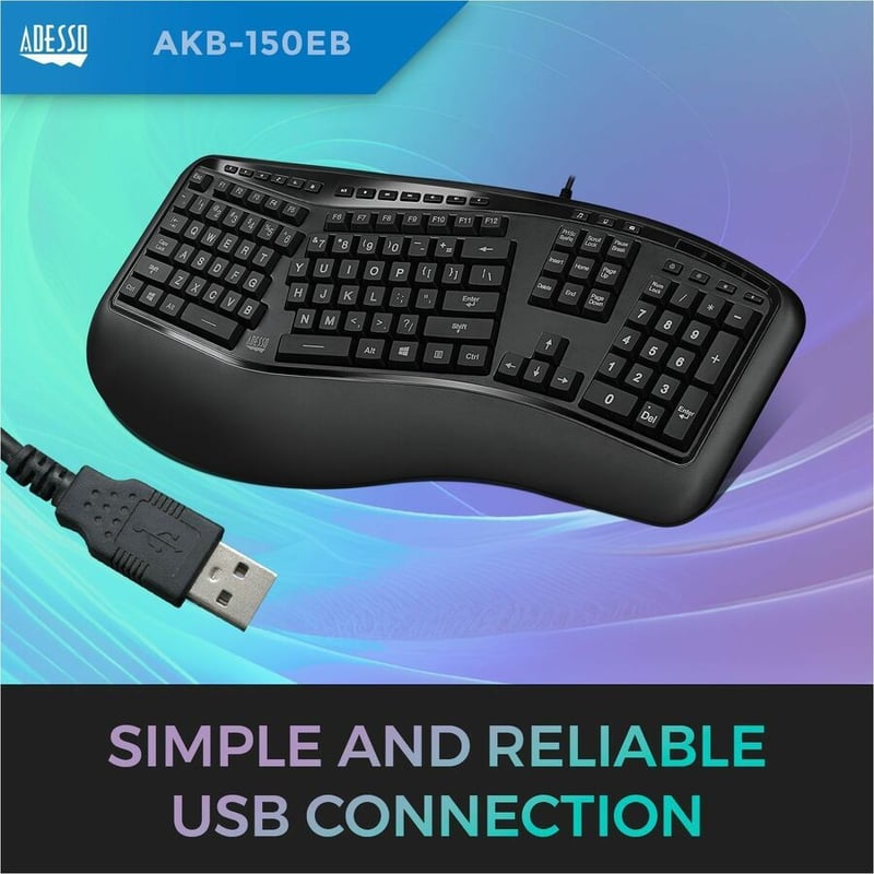 Adesso Color Illuminated Ergonomic Keyboard - Thumbnail 3