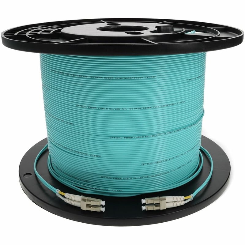 AddOn 300m LC to LC Aqua OM4 Duplex OFNR (Riser-Rated) TAA Fiber Patch Cable