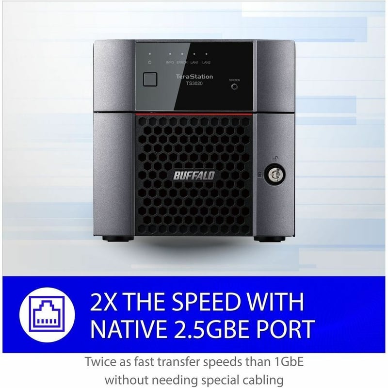 BUFFALO TeraStation 3220DN 2-Bay Desktop NAS 16TB (2x8TB) with HDD NAS Hard Drives Included 2.5GBE / Computer Network Attached Storage / Private Cloud / NAS Storage/ Network Storage / File Server