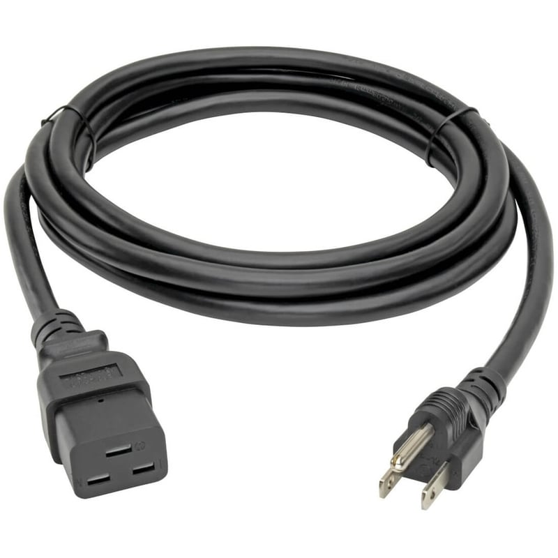 Eaton Tripp Lite Series Computer Power Cord, C19 to NEMA 5-15P - Heavy-Duty, 15A, 125V, 14 AWG, 10 ft. (3.05 m), Black - Thumbnail 2