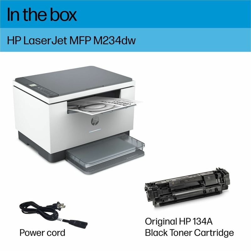 HP LaserJet M234dw Laser Multifunction Printer-Monochrome-Copier/Scanner-30 ppm Mono Print-600x600 dpi Print-Automatic Duplex Print-20000 Pages-150 sheets Input-Color Flatbed Scanner-600 dpi Optical Scan-Wireless LAN-Apple AirPrin - Thumbnail 5