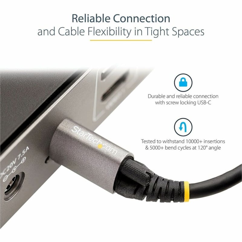 StarTech.com 20in 50cm Top Single Screw Locking USB C Cable 10Gbps, USB 3.1 Type-C Cable, 5A/100W PD, DP Alt Mode, USB-C to C Cord - Thumbnail 4