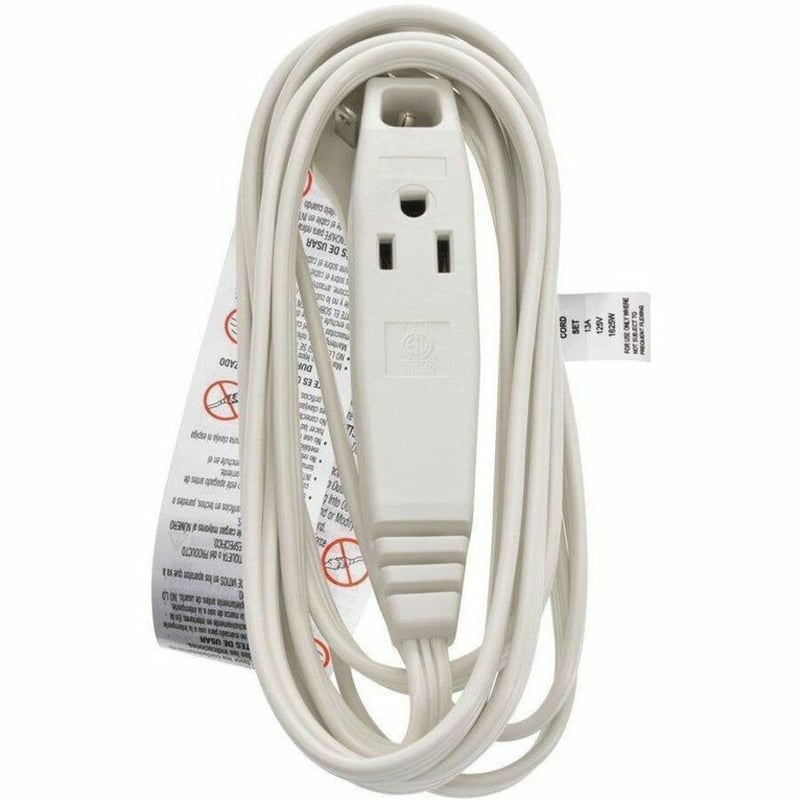 MONOPRICE 3-OUTLET FLAT PLUG HOUSEHOLD EXTENSION CORD_16AWG_13A_SPT-2_WHITE_10FT - Thumbnail 5