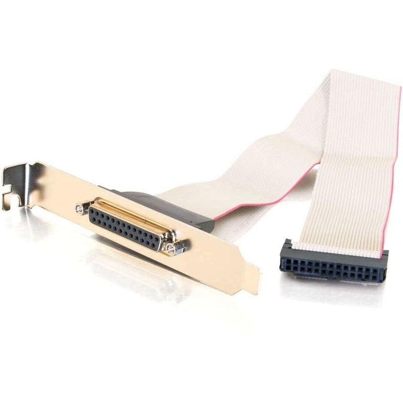 C2G 11in DB25 Female Parallel Add-A-Port Adapter Cable with Bracket - Thumbnail 1