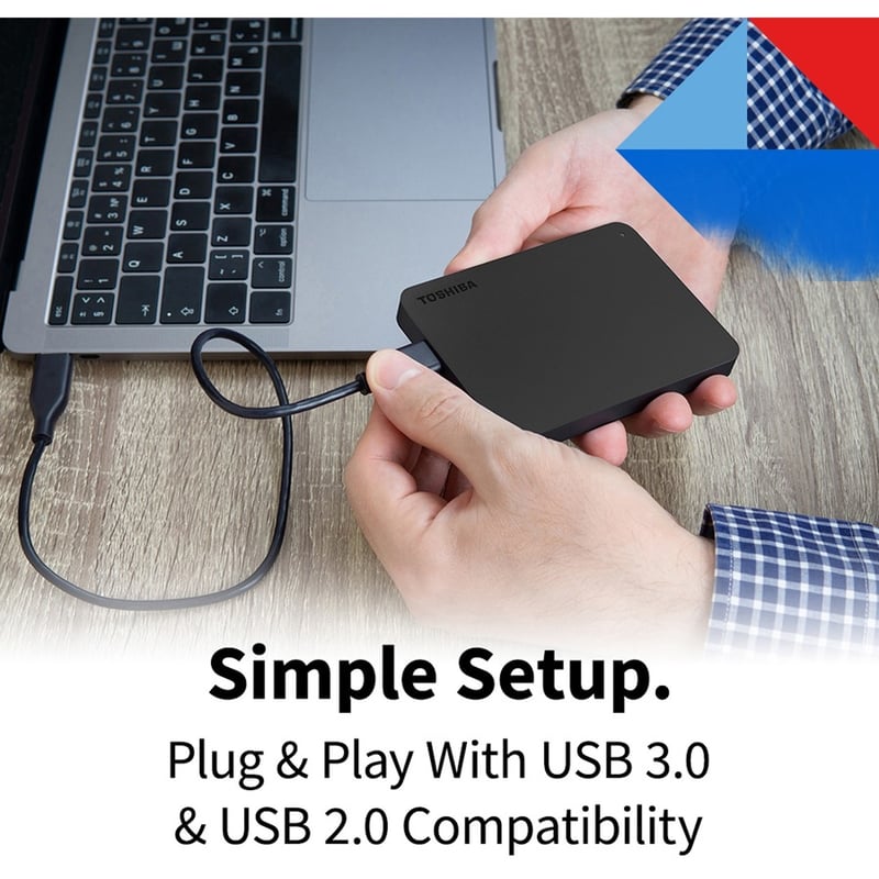 Toshiba Canvio Basics 2 TB Portable Hard Drive - External - Black - Thumbnail 4