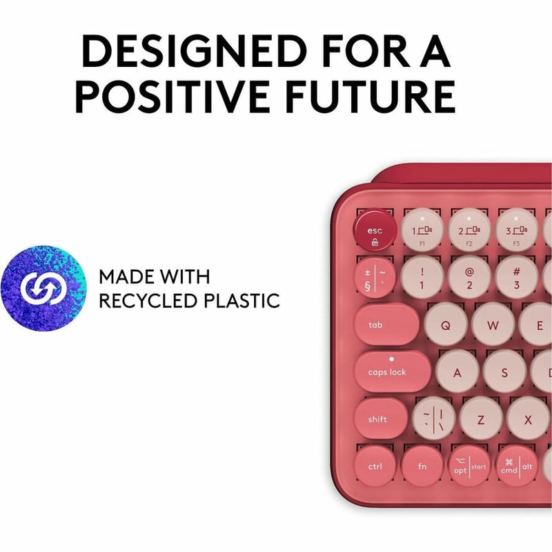 Logitech POP Keys Wireless Mechanical Keyboard With Emoji Keys - Heartbreaker Rose - Thumbnail 5