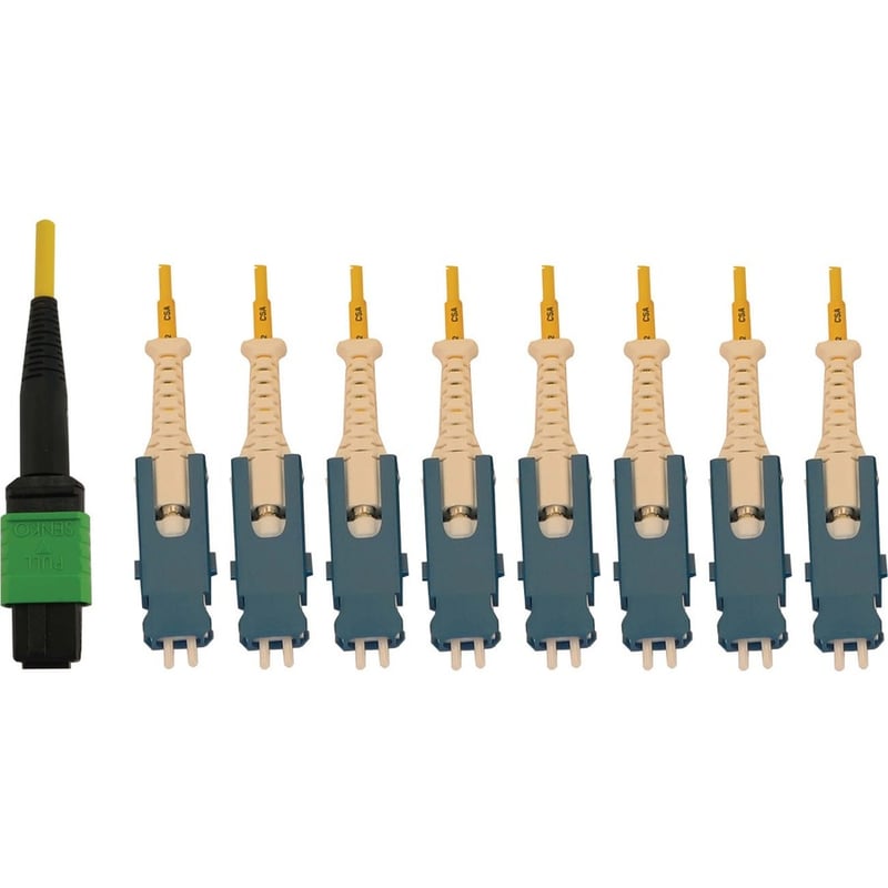 Eaton Tripp Lite Series 40/100/400G Singlemode 9/125 OS2 Breakout Fiber Optic Cable (16F MTP/MPO-APC to 8x Duplex SN-UPC F/M), LSZH, Yellow, 3 m (9.8 ft.) - Thumbnail 3