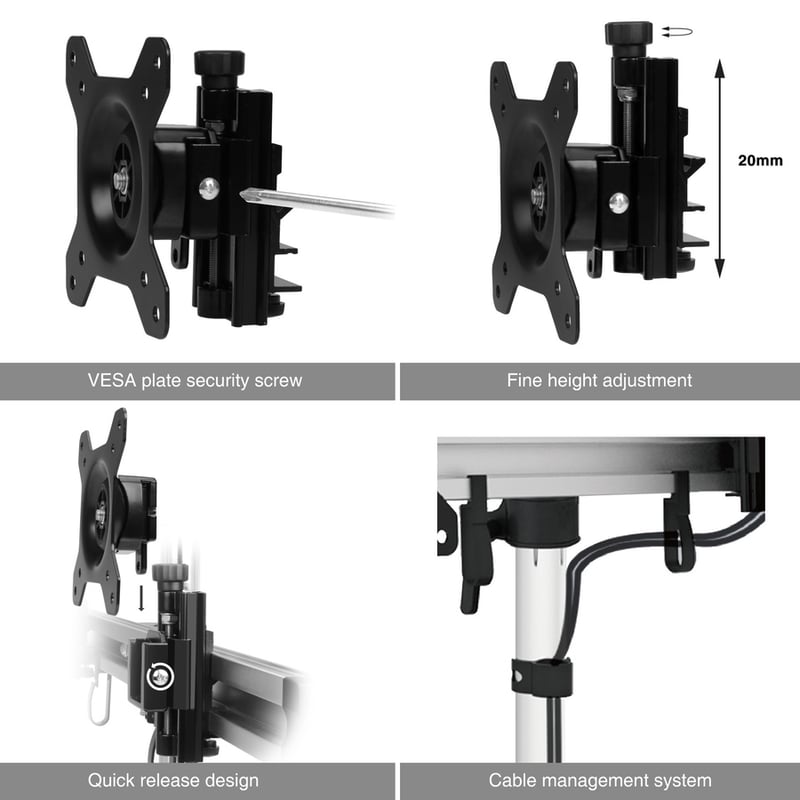 SIIG Easy-Adjust Dual Monitor Desk Stand - 13" to 27" - Thumbnail 3