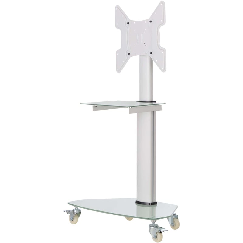 Eaton Tripp Lite Series Premier Rolling TV Cart for 32" to 55" Displays, Frosted Glass Base and Shelf, Locking Casters, White - Thumbnail 1