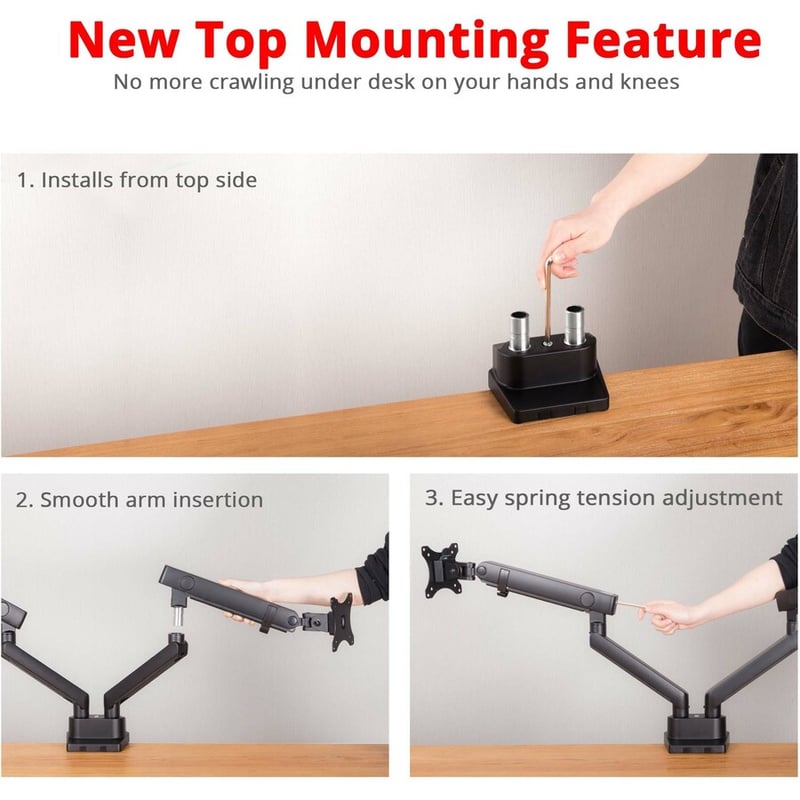 SIIG Aluminum Mechanical Spring Dual Monitor Mount - 17" to 32 - Thumbnail 4