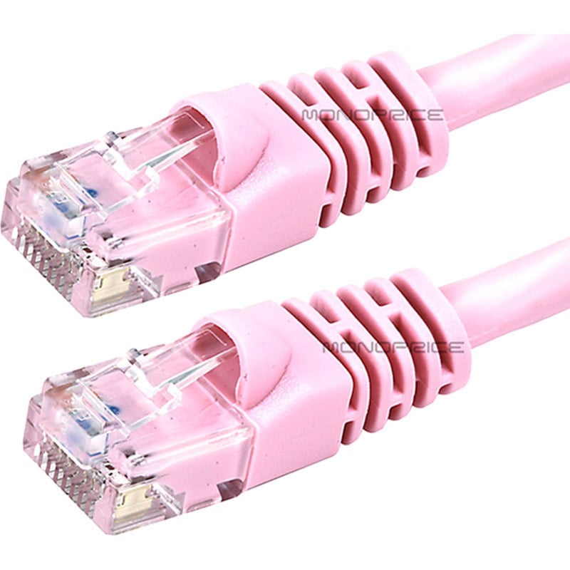 Monoprice Cat5e 24AWG UTP Ethernet Network Patch Cable, 50ft Pink - Thumbnail 2