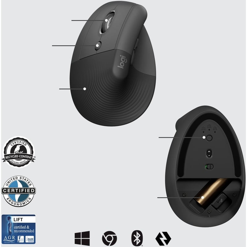 Logitech Lift Ergo Mouse - Thumbnail 5