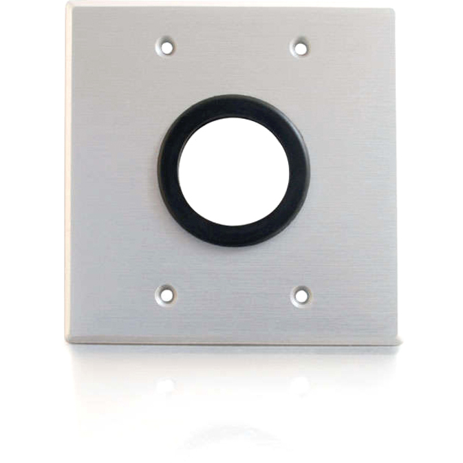C2G 1.5in Grommet Cable Pass Through Double Gang Wall Plate - Brushed Aluminum - Thumbnail 3